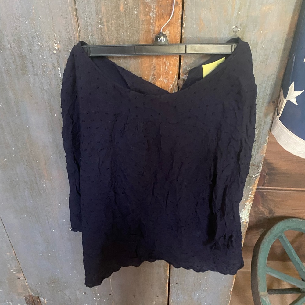 Anthropologie MAEVE long sleeve navy blue top